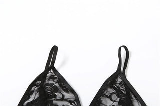 V neck lace see through solid cami pant set