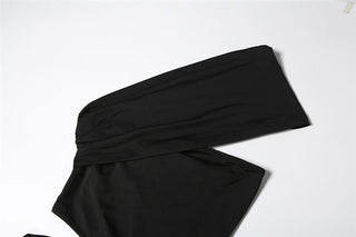 Irregular one shoulder flower applique maxi dress