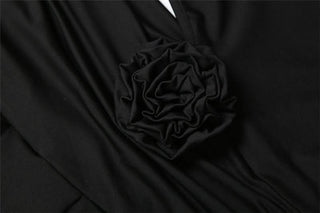 Irregular one shoulder flower applique maxi dress