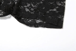 V neck lace see through solid cami pant set