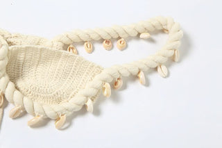 Self tie knitted square neck backless top