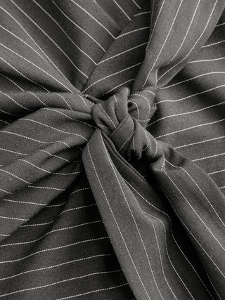 Woven Boat Neck Stripe Knotted Oversized Top For Work