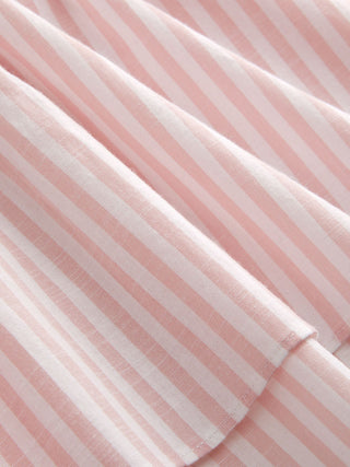 Cotton-blend Stripe Drawstring Ruffle Hem Tank Top & Low Rise Drawstring Trousers Loungewear Set