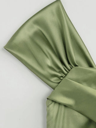 Satin Sculptural Ruched Off-shoulder Mermaid Maxi Dress