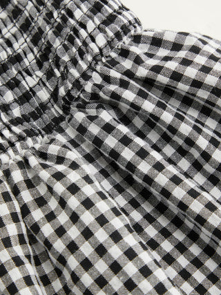 Gingham Halter Neckline Shirred Romper