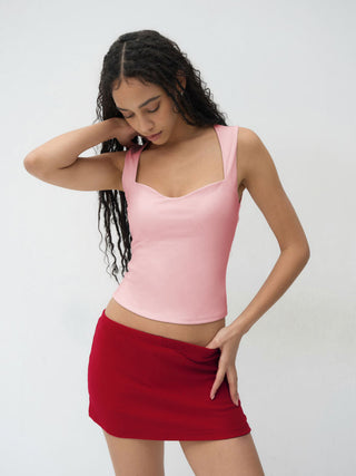 CONTOUR Double Layered Sweetheart Neckline Tank Top