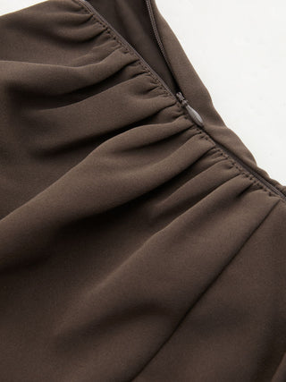Asymmetrical Neck Metal Detail Cut Out Ruched Mini Dress