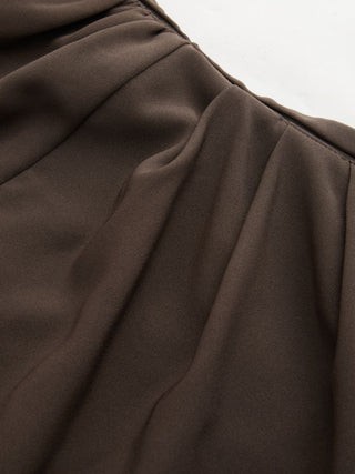 Asymmetrical Neck Metal Detail Cut Out Ruched Mini Dress