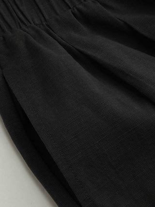 Linen-blend Linen-blend Collar Knotted Roll Hem Oversized Jumpsuit For Work