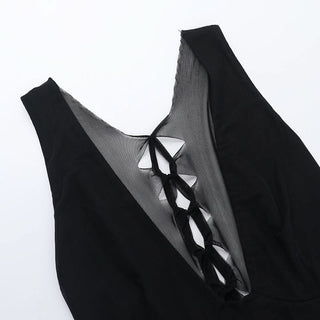 V neck ruched mesh solid mini dress