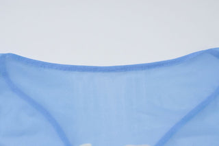 Long sleeve flower print self tie mesh maxi dress