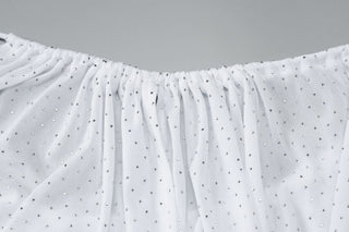 Ruched mesh beaded cross front mini dress