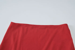 Ruched backless solid cami midi skirt set