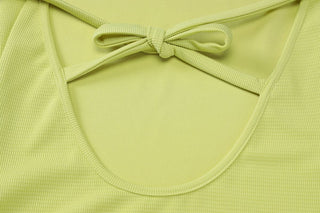 Halter self tie ruched backless mini dress