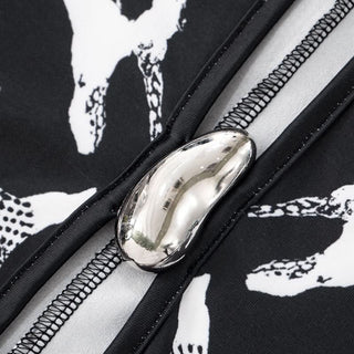 Hollow out slit snakeskin print crewneck cut out maxi dress