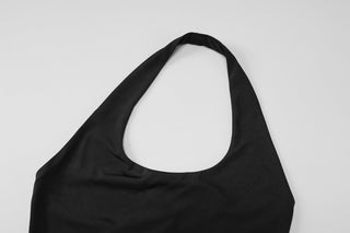 Halter u neck backless solid maxi dress