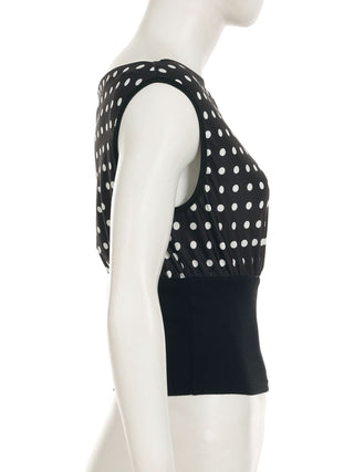 Polka dot irregular ribbed sleeveless top