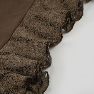 Irregular ruffle beaded solid mini skirt
