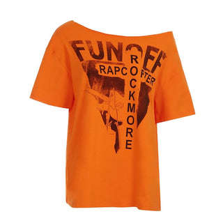 Short sleeve letter print irregular top