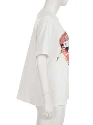 Short sleeve crewneck mouth print top