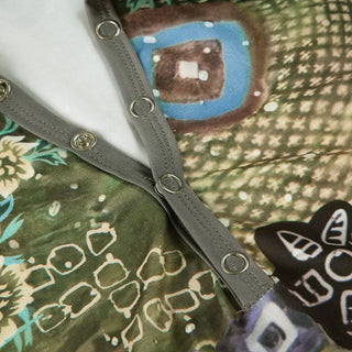 Cap sleeve print button turnover collar top