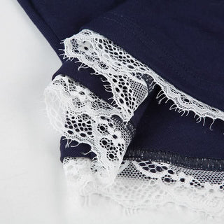 Lace hem v neck short sleeve irregular top