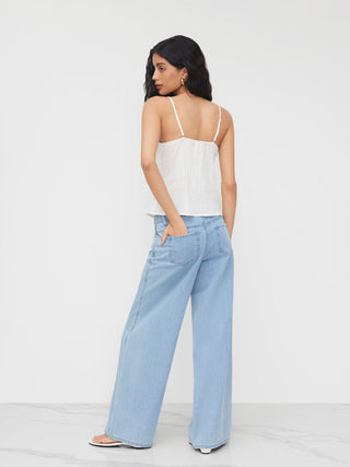 Cotton V-neck Lace Trim Cami Top