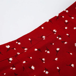 Ruffle slit irregular zip-up flower print midi skirt