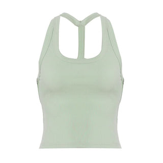 Ribbed u neck hollow out solid cut out top