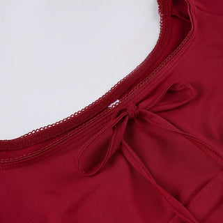 Cap sleeve square neck self tie solid top