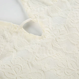 Hollow out v neck lace self tie halter cut out mini dress