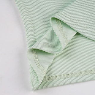 Ribbed u neck hollow out solid cut out top