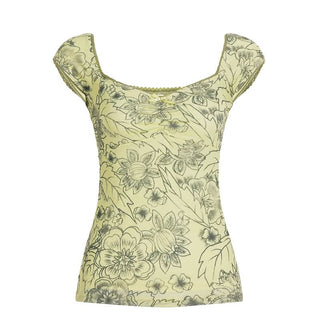 Cap sleeve v neck flower print bowknot top