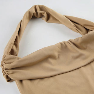 Halter square neck corset ruched solid top