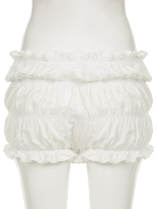 Bowknot ruffle ruched low rise short pant