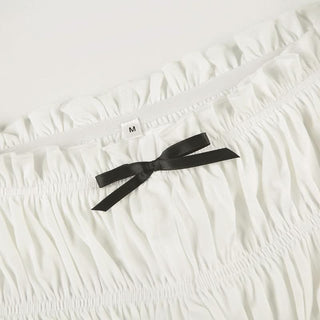Bowknot ruffle ruched low rise short pant