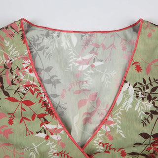 Ruched v neck self tie cap sleeve print top