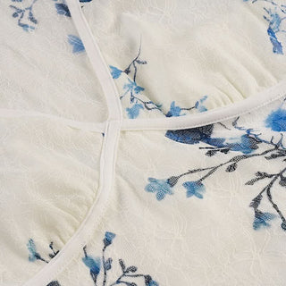 Lace cap sleeve v neck flower print top