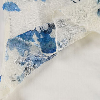 Lace cap sleeve v neck flower print top