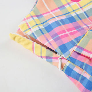Pleated plaid zip-up letter pattern A line mini skirt