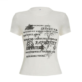 Crewneck short sleeve letter print top