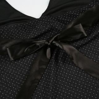 Halter polka dot v neck self tie ruffle mesh top