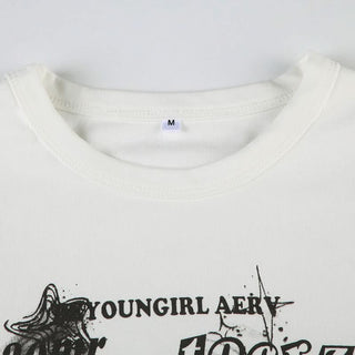 Crewneck short sleeve letter print top