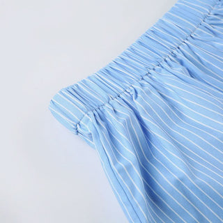 Lace hem striped ruched low rise short pant