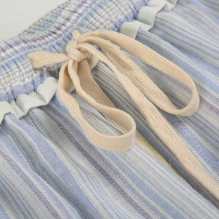 Striped ruffle drawstring wide leg pant