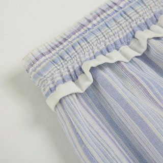 Striped ruffle drawstring wide leg pant