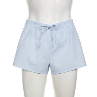 Striped self tie ruched low rise short pant