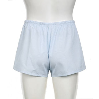 Striped self tie ruched low rise short pant