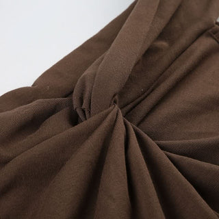 Off shoulder ruched knotted solid top