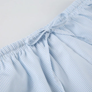 Striped self tie ruched low rise short pant